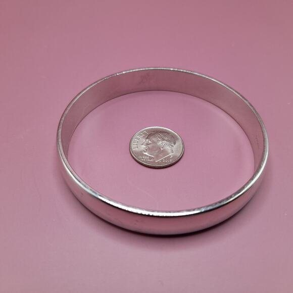 Vintage Monet Silver Tone Bangle Bracelet, Size Small, Signed 1980s Jewelry - Picture 9 of 9